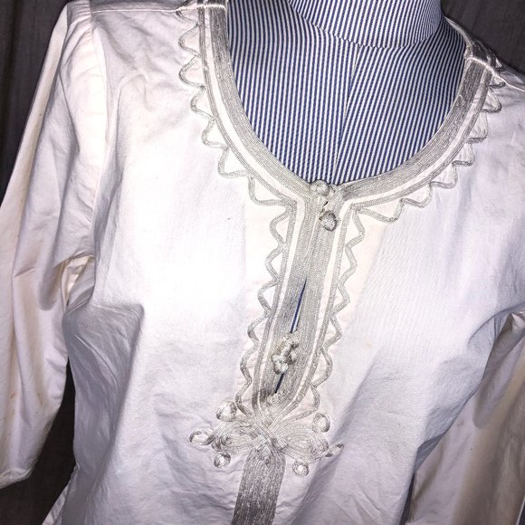 Calypso white embroidered ethnic tunic top M - Picture 2 of 4